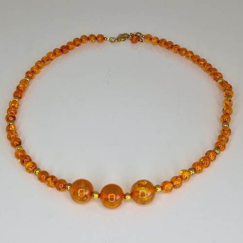 Baltic amber necklace - amber, beaded