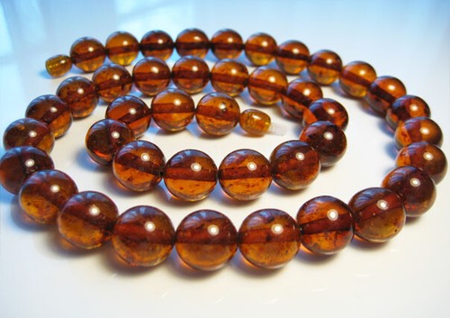 Round beads cognac - round,