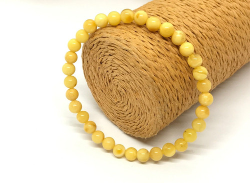 Amber bracelet round beads mat - amber,