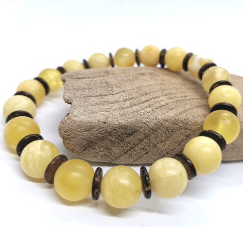 White baltic amber bracelet - white,