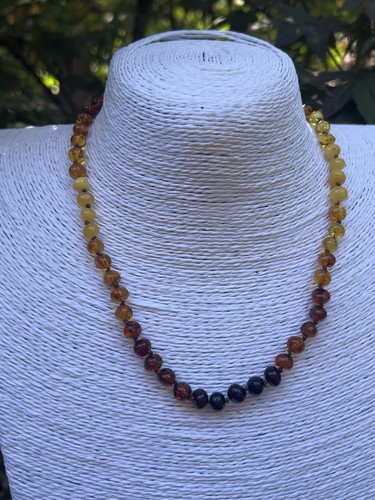 Amber necklace mix colour - necklace,