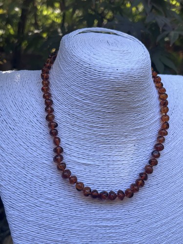 Amber necklace cognac - necklace, colour