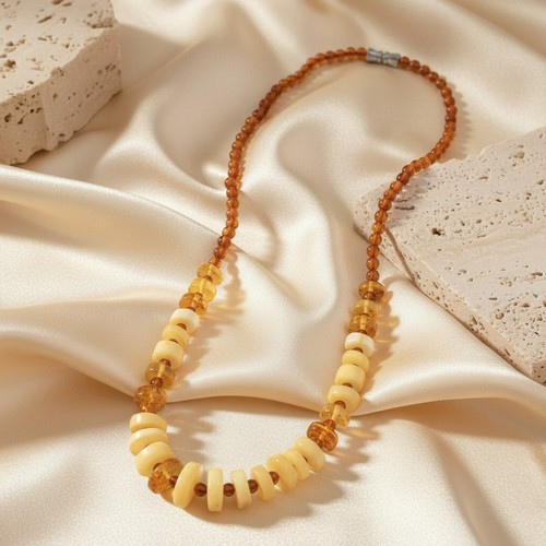 Natural baltic amber beaded - natural,